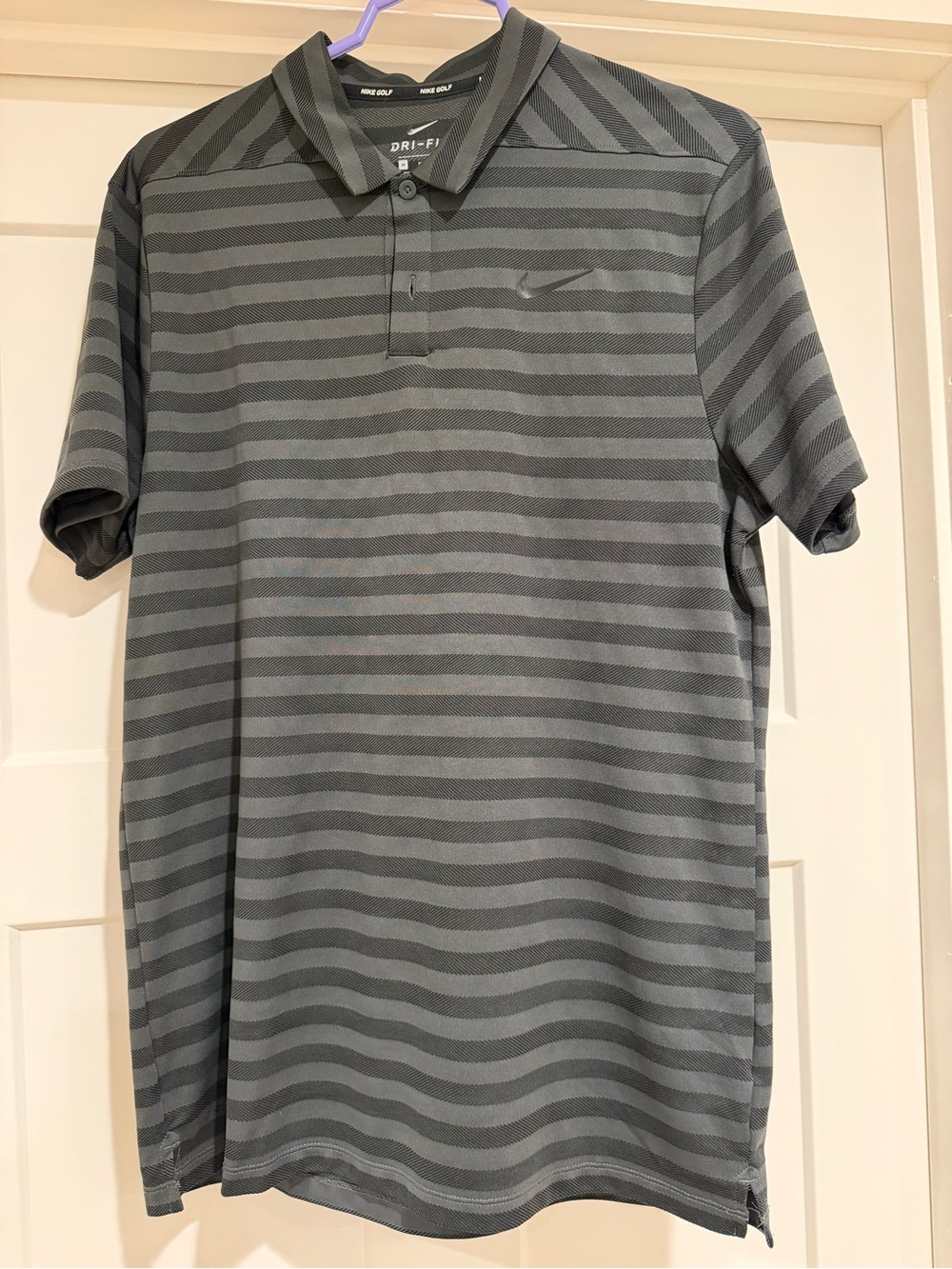 Men's Nike Gray Striped Dri-FIT Golf Polo